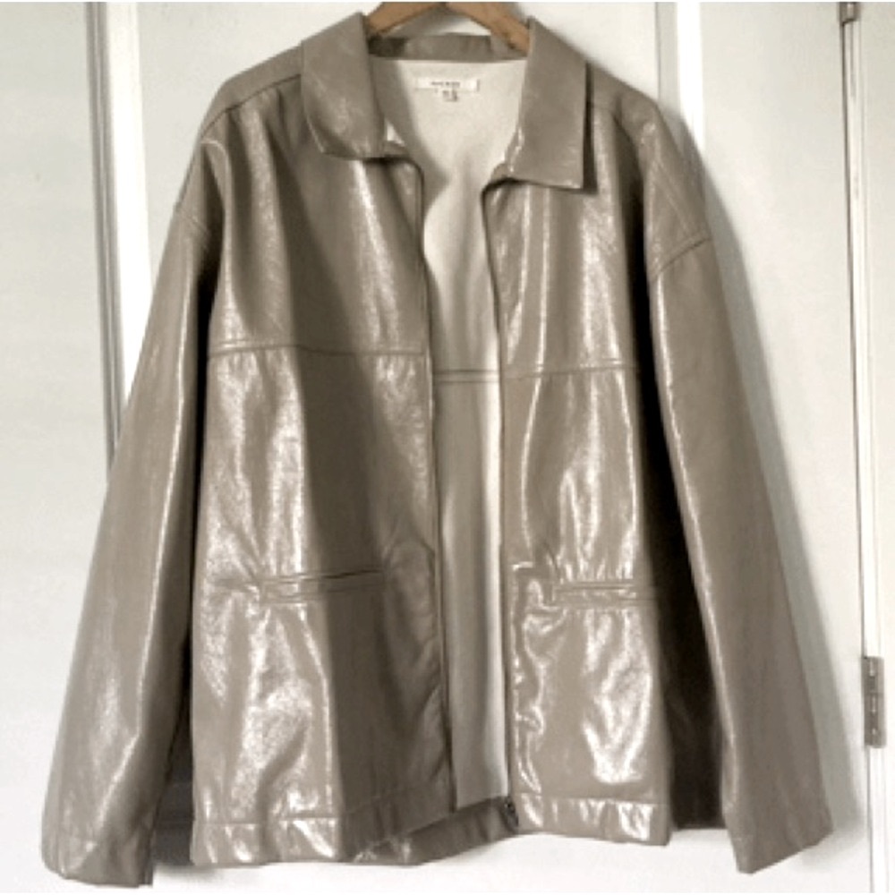 Pacsun Tan Oversized Pleather Jacket Size M/L - Picture 2 of 3